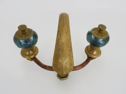 Baroque Style Faucet in Bronze and Blue-Violet Glass, 1960s-MZP-2027764