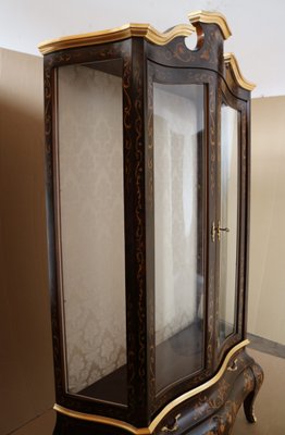 Baroque Style Inlaid Showcase with Floral Motifs, 1990s-IYX-1394722