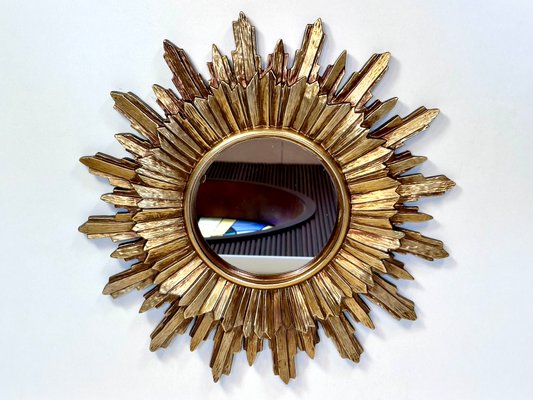 Baroque Style Sunburst Wall Mirror in Gilded Wood, France, 1930s-JP-2016362