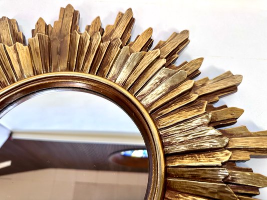 Baroque Style Sunburst Wall Mirror in Gilded Wood, France, 1930s-JP-2016362