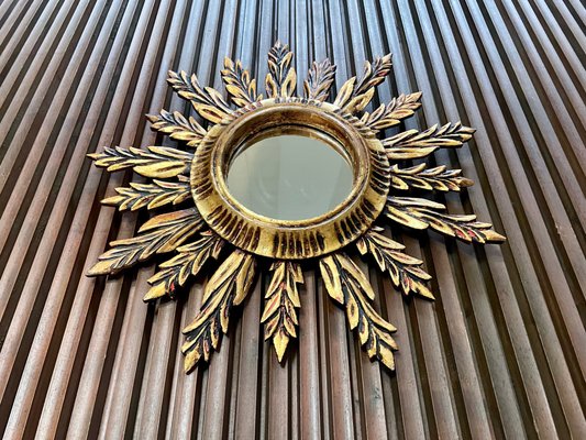 Baroque Style Sunburst Wall Mirror with Gilded Wood, France, 1930s-JP-1196089