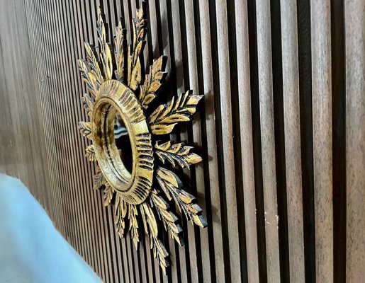 Baroque Style Sunburst Wall Mirror with Gilded Wood, France, 1930s-JP-1196089