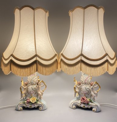 Baroque Style Table Lamps in Porcelain by Rudolf Kämmer, Thuringia, Germany 1950s, Set of 2-CZ-1794506