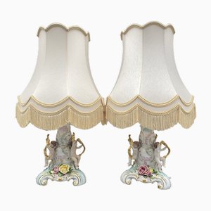 Baroque Style Table Lamps in Porcelain by Rudolf Kämmer, Thuringia, Germany 1950s, Set of 2-CZ-1794506