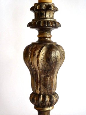 Baroque Style Wood Table Lamp with Silver Leaf, 1950s-GKB-835983