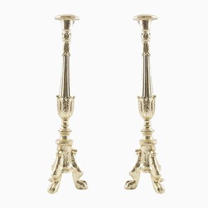 Baroque Walnut and Gold Leaf Candleholders, Set of 2-NJV-853230