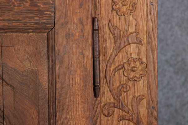 Baroque Wardrobe with Tendril Carving in Oak, 1750s-DXD-1790279