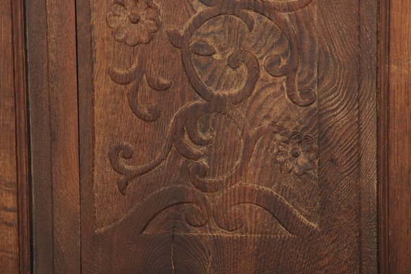 Baroque Wardrobe with Tendril Carving in Oak, 1750s-DXD-1790279