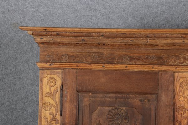 Baroque Wardrobe with Tendril Carving in Oak, 1750s-DXD-1790279