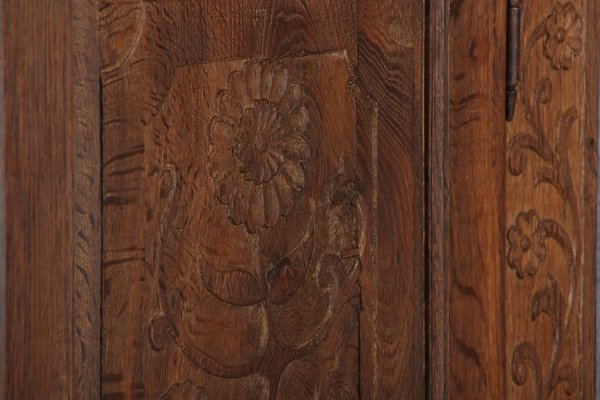 Baroque Wardrobe with Tendril Carving in Oak, 1750s-DXD-1790279