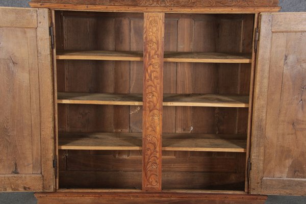 Baroque Wardrobe with Tendril Carving in Oak, 1750s-DXD-1790279