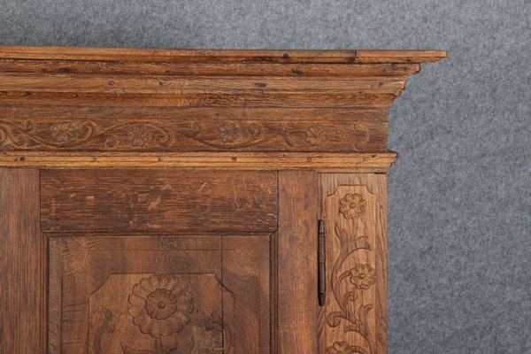 Baroque Wardrobe with Tendril Carving in Oak, 1750s-DXD-1790279