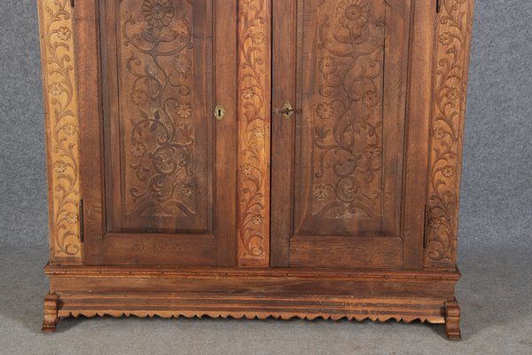 Baroque Wardrobe with Tendril Carving in Oak, 1750s-DXD-1790279