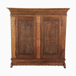 Baroque Wardrobe with Tendril Carving in Oak, 1750s-DXD-1790279