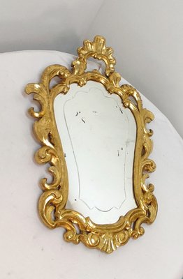 Baroque Wood and Gold Leaf Mirror, Spain, 1950s-RGF-1332895