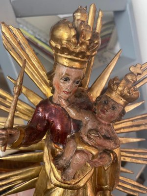 Baroque Wood Carved Radiation Madonna-SEI-1192056