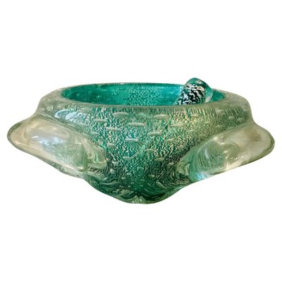 Barovier Green and Gold Bullicante Murano Glass Ashtray and Pestle, 1960s-NMK-1795488