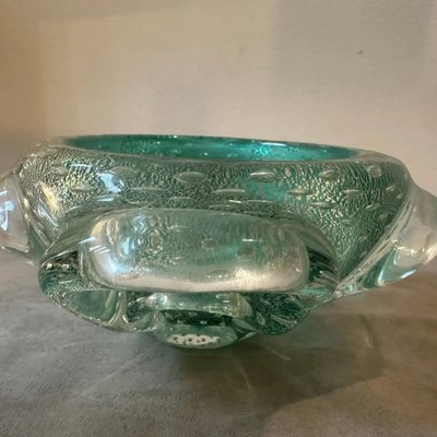 Barovier Green and Gold Bullicante Murano Glass Ashtray and Pestle, 1960s-NMK-1795488