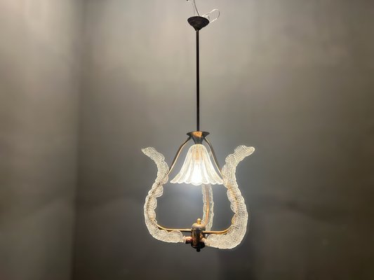 Barovier Italian Murano Glass Light Pendant by Ercole Barovier, 1940s-JJC-1406601