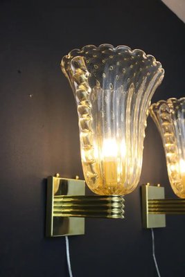 Barovier Murano Pulegoso Gold Glass Sconces from Barovier & Toso, 1990s-YF-1720616