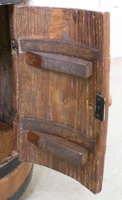 Barrel Bar Cabinet in Wrought Iron and Oak, France, 19th Century-RIU-925719