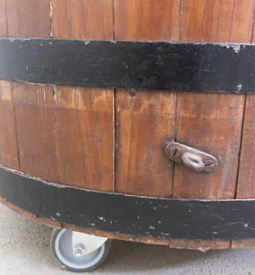 Barrel Bar Cabinet in Wrought Iron and Oak, France, 19th Century-RIU-925719