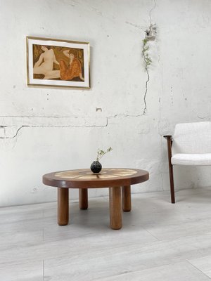 Barrois Style Coffee Table in Wood and Ceramic, 1960s-UX-1245400