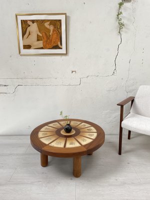 Barrois Style Coffee Table in Wood and Ceramic, 1960s-UX-1245400