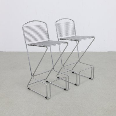 Barstools in Chromed Metal by Till Behrens for Meyer Stahlmöbel, 1980s, Set of 2-RZV-1789697