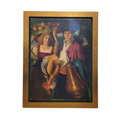 Bartolomé Mongrell Muñoz, Valencian Couple, Early 1900s, Oil on Canvas-NUC-2022927