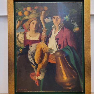 Bartolomé Mongrell Muñoz, Valencian Couple, Early 1900s, Oil on Canvas-NUC-2022927