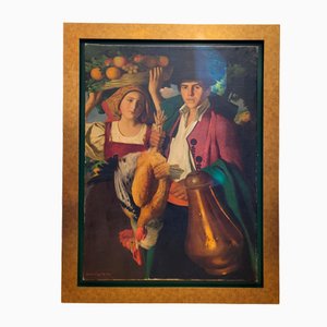 Bartolomé Mongrell Muñoz, Valencian Couple, Early 1900s, Oil on Canvas-NUC-2022927