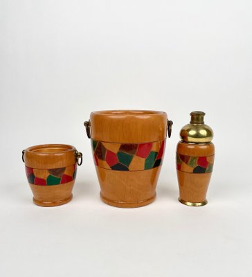 Barware & Icebucket Shaker by Aldo Tura for Macabo, Italy, 1950s, Set of 3-LYQ-1171299