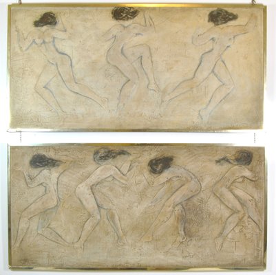 Bas-Reliefs with Figures of Women, England, 1940, Scagliola, Set of 2-WFB-1069087