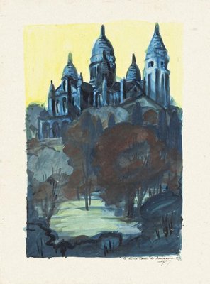 Basilica of the Sacred Heart of Paris - Original Watercolor - 1970 1970-ZCI-758116