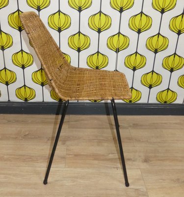 Basket Dining Chair in Rattan and Metal by Gian Franco Legler, 1950s-AFE-1811597