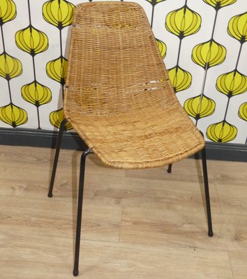 Basket Dining Chair in Rattan and Metal by Gian Franco Legler, 1950s-AFE-1811597