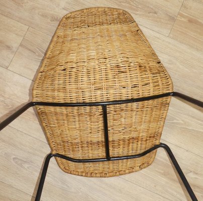 Basket Dining Chair in Rattan and Metal by Gian Franco Legler, 1950s-AFE-1811597