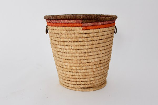 Basket Raffia Brass, Vienna, 1950s-NB-1345990