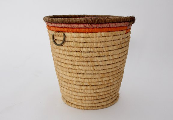 Basket Raffia Brass, Vienna, 1950s-NB-1345990