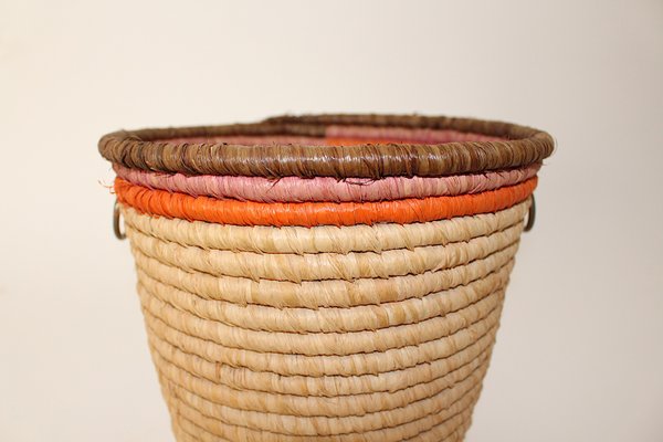 Basket Raffia Brass, Vienna, 1950s-NB-1345990