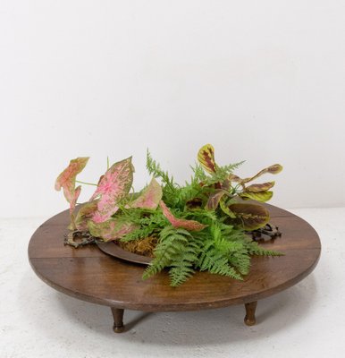 Basque Oak and Copper Brasero Planter, Spain, 1800s-RIU-1329305