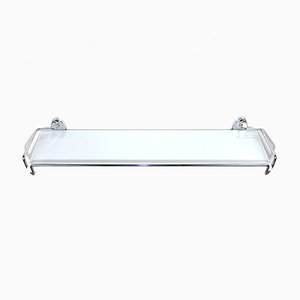 Bathroom Shelf in Chrome and White Marble Glass, 1950s-ZWH-1058467