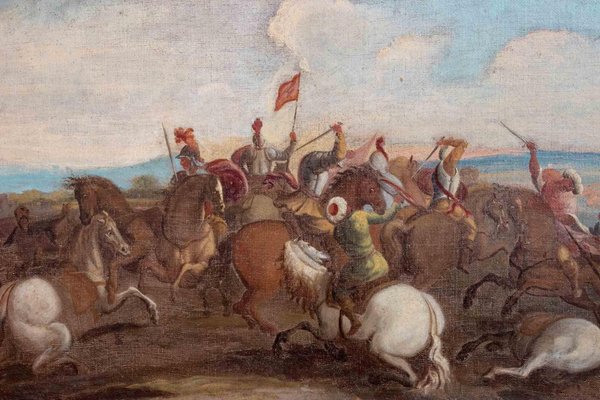 Battle Scenes, Oil Paintings, 18th Century, Set of 2-ZCI-2029226