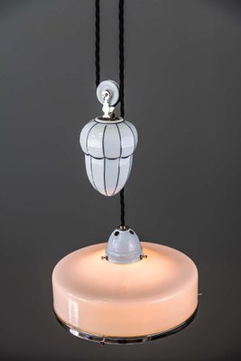 Bauhaus Adjustable Porcelain Chandelier with Original Shade, 1920s-SPD-875245