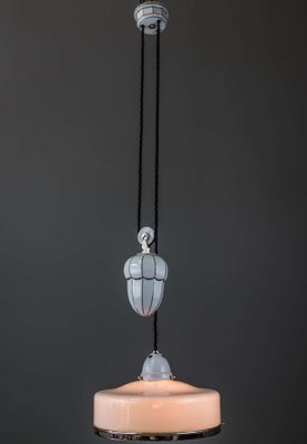 Bauhaus Adjustable Porcelain Chandelier with Original Shade, 1920s-SPD-875245