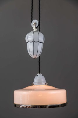 Bauhaus Adjustable Porcelain Chandelier with Original Shade, 1920s-SPD-875245