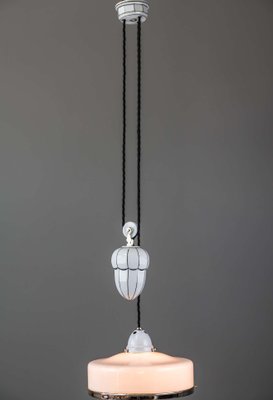 Bauhaus Adjustable Porcelain Chandelier with Original Shade, 1920s-SPD-875245