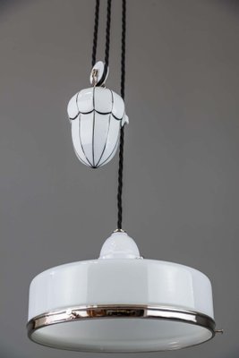 Bauhaus Adjustable Porcelain Chandelier with Original Shade, 1920s-SPD-875245