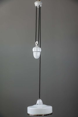 Bauhaus Adjustable Porcelain Chandelier with Original Shade, 1920s-SPD-875245